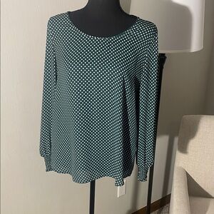 Polka Dot Long Sleeve Top - Green